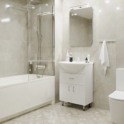 Mixline Тумба с раковиной Мистраль 60 1 ящик белая – фотография-4